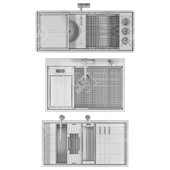 Ruvati Sink Set Collection - 3 Sinks 3D model image 7