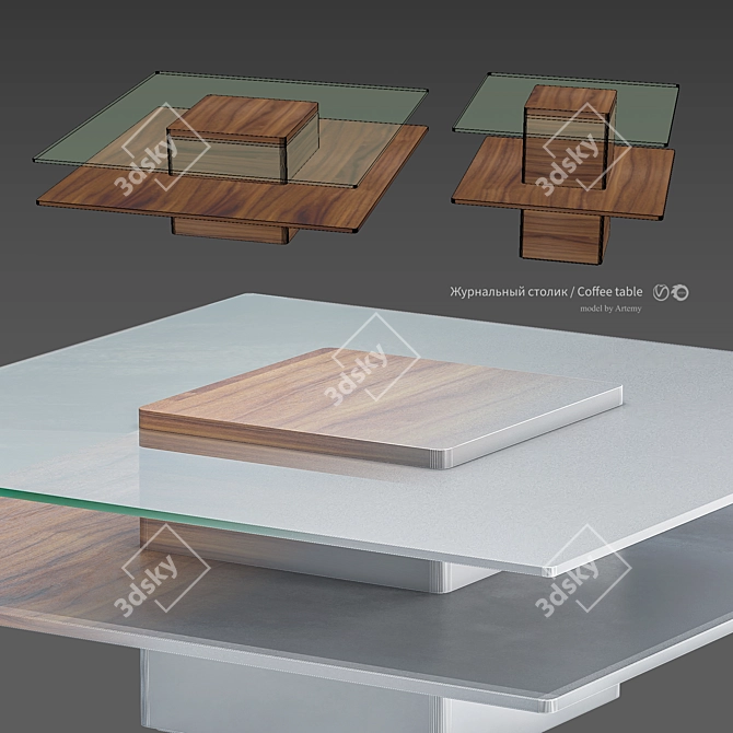 Modern Walnut Avner Tables 3D model image 4