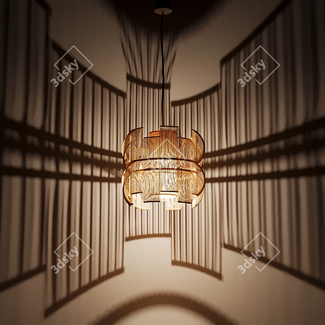 Bamboo Lines Pendant Light 3D model image 4