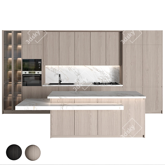 Modern Island Kitchen 142 3D model image 14