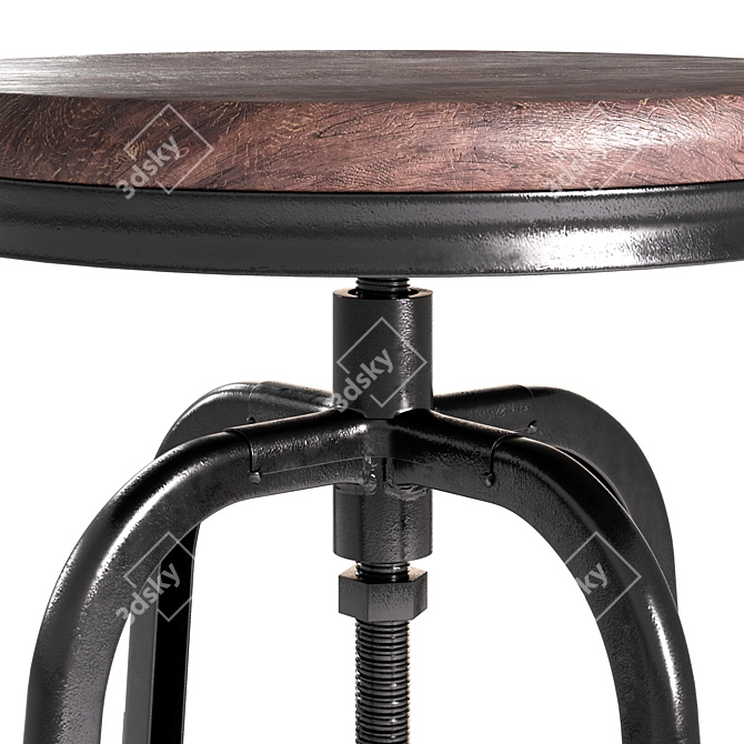  Reclaimed Wood Swivel Stool 3D model image 3