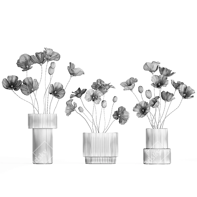 Modern Glass Vase Bouquet 3D model image 7