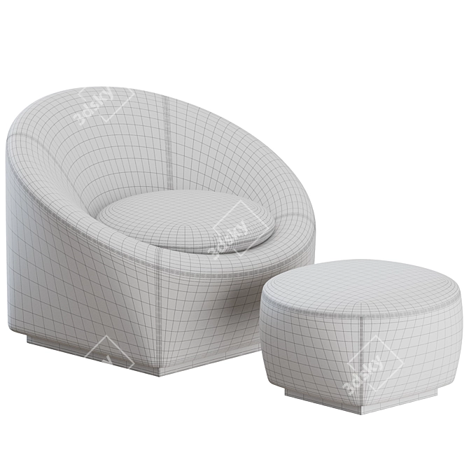 Minotti Capri Armchair Ottoman Set 3D model image 3