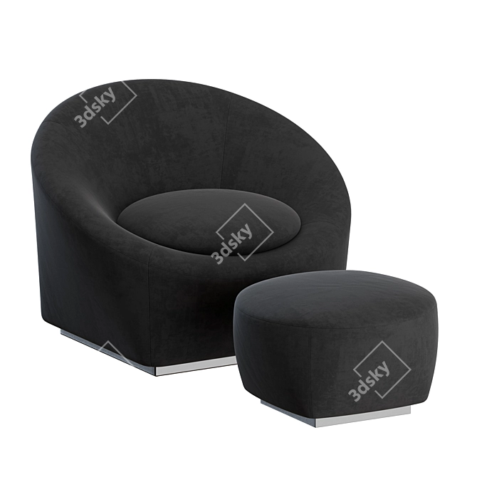 Minotti Capri Armchair Ottoman Set 3D model image 4