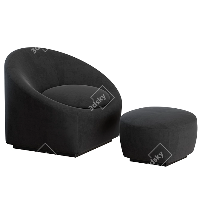 Minotti Capri Armchair Ottoman Set 3D model image 5