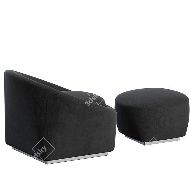 Minotti Capri Armchair Ottoman Set 3D model image 6