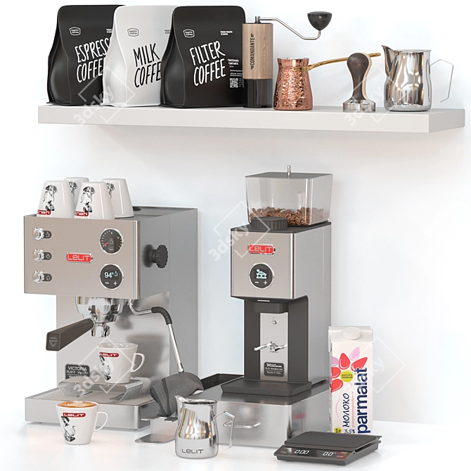 Premium Home Coffee Equipment Set 3D model image 1