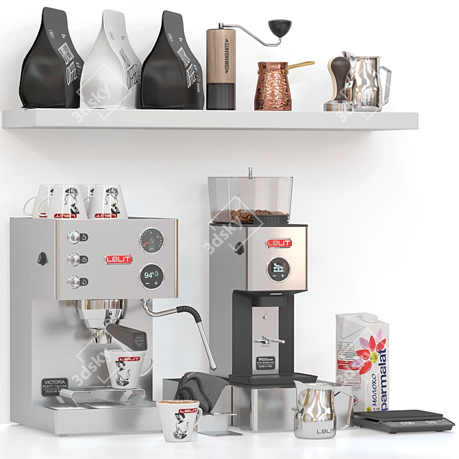 Premium Home Coffee Equipment Set 3D model image 2