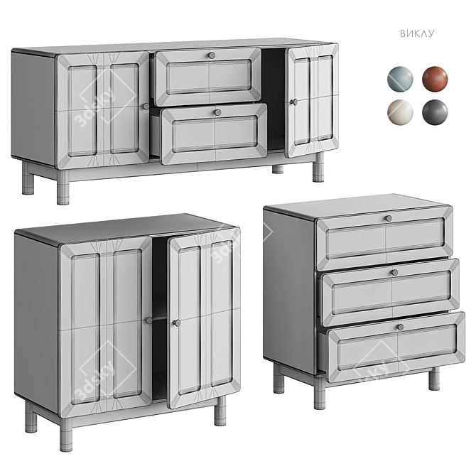 Viklu Furniture Set in Cream 3D model image 4