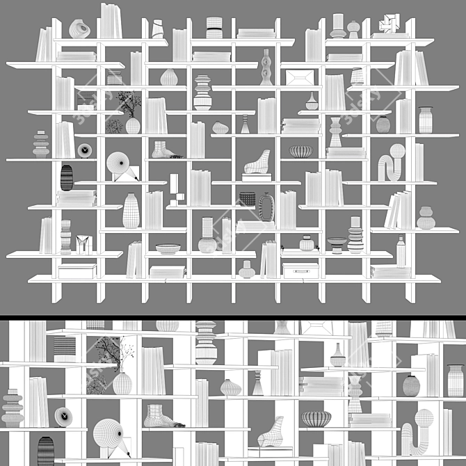 Minimalist Oak Bookshelf 07 3D model image 3