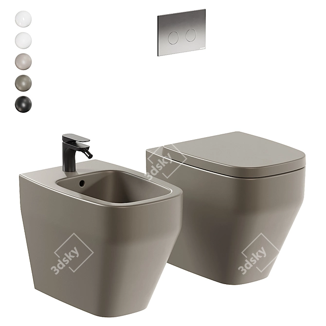 Fio Ceramic WC & Bidet 3D model image 1