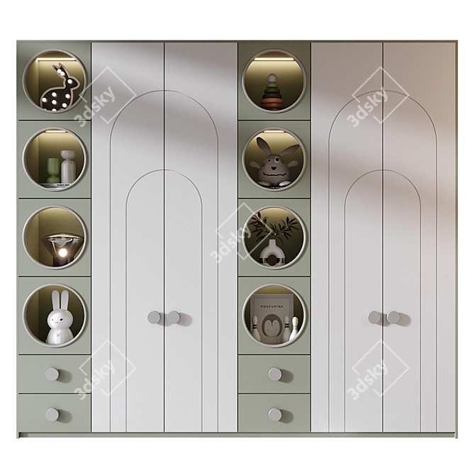 Custom Wardrobe Composition with Decor 3D model image 1