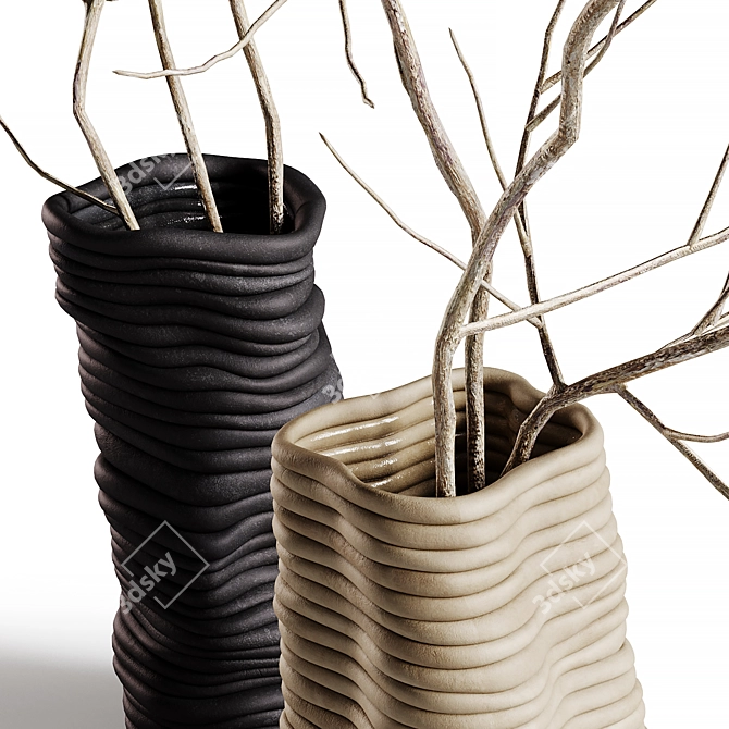 Gloria Wobbly Vases with Branches 3D model image 2