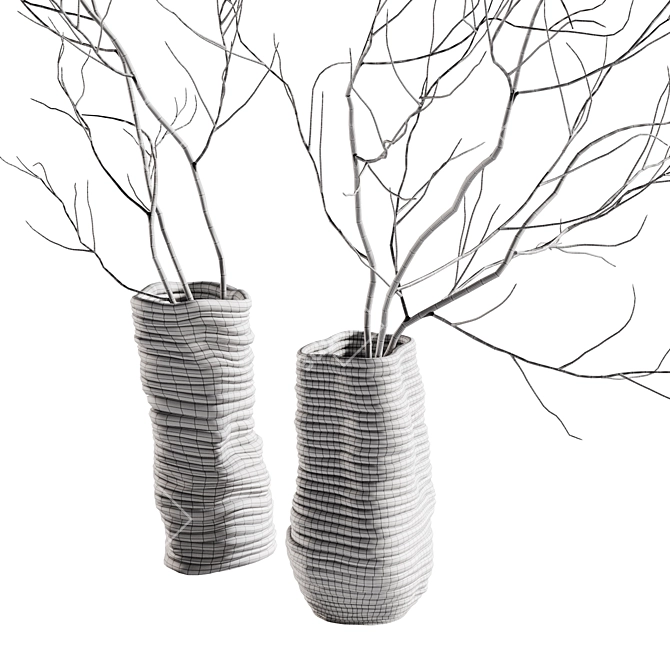 Gloria Wobbly Vases with Branches 3D model image 4