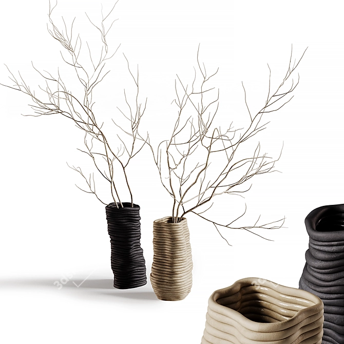 Gloria Wobbly Vases with Branches 3D model image 5