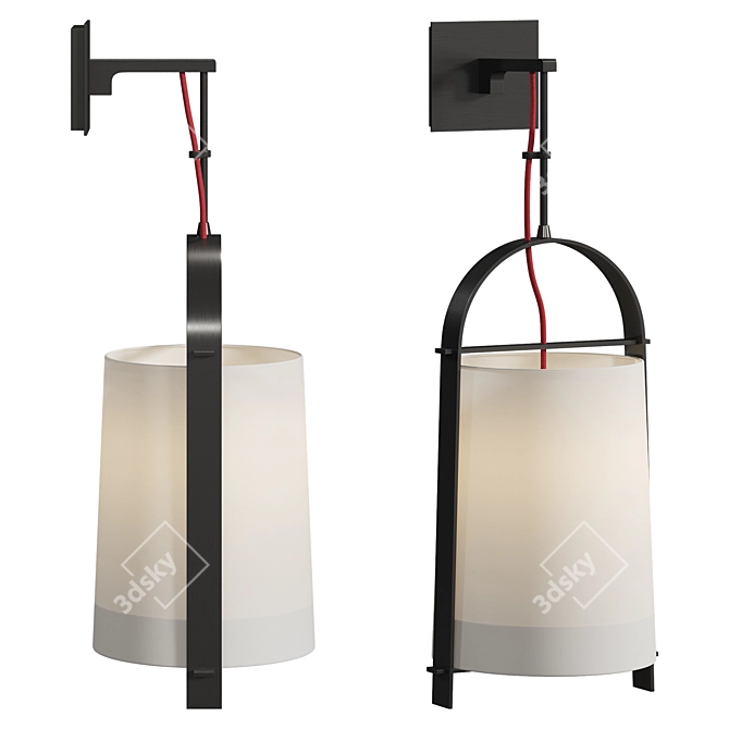 Elegant Linen Shade Wall Sconce 3D model image 1