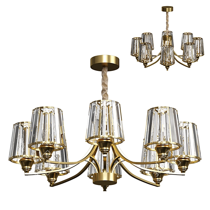 Golden Crystal Pendant Chandelier 3D model image 1