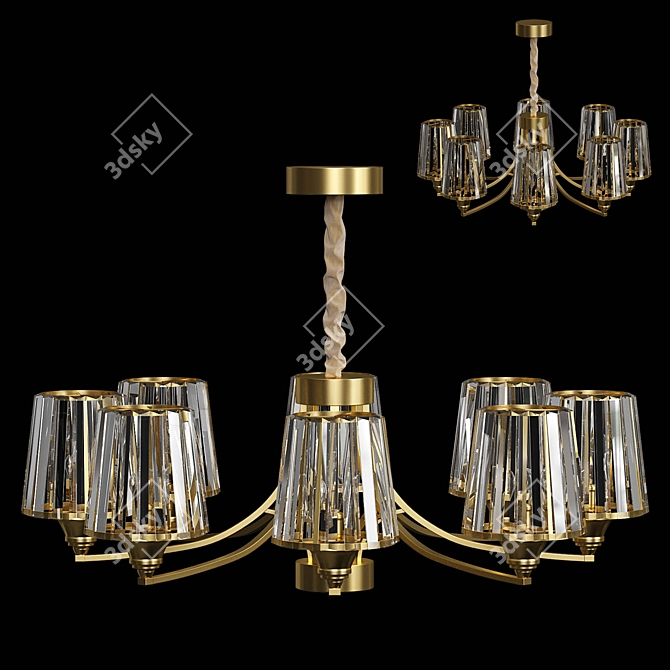 Golden Crystal Pendant Chandelier 3D model image 2