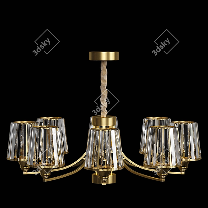 Golden Crystal Pendant Chandelier 3D model image 3