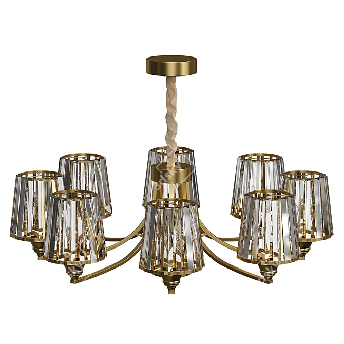 Golden Crystal Pendant Chandelier 3D model image 4