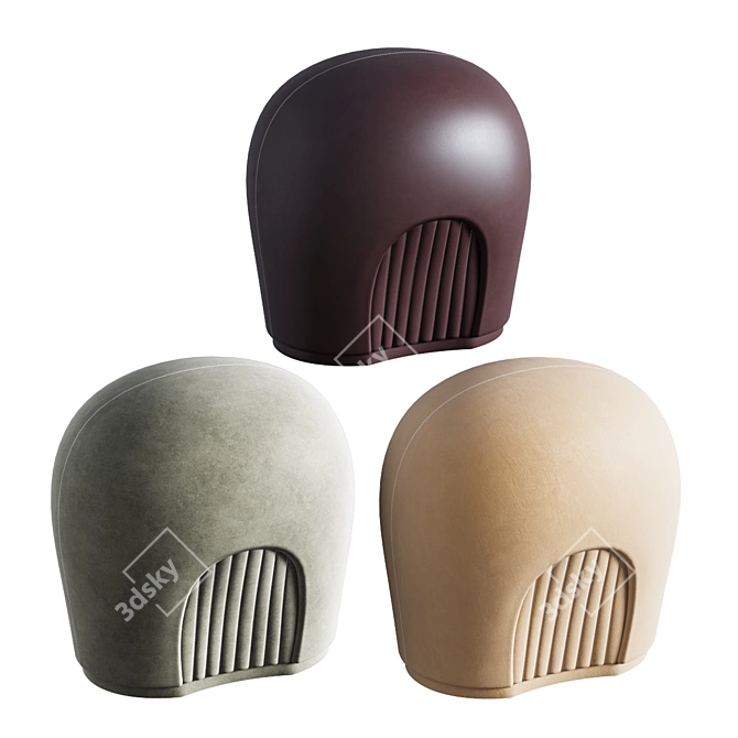 Pommel Stool Set - Luxe Leather Footrests 3D model image 1