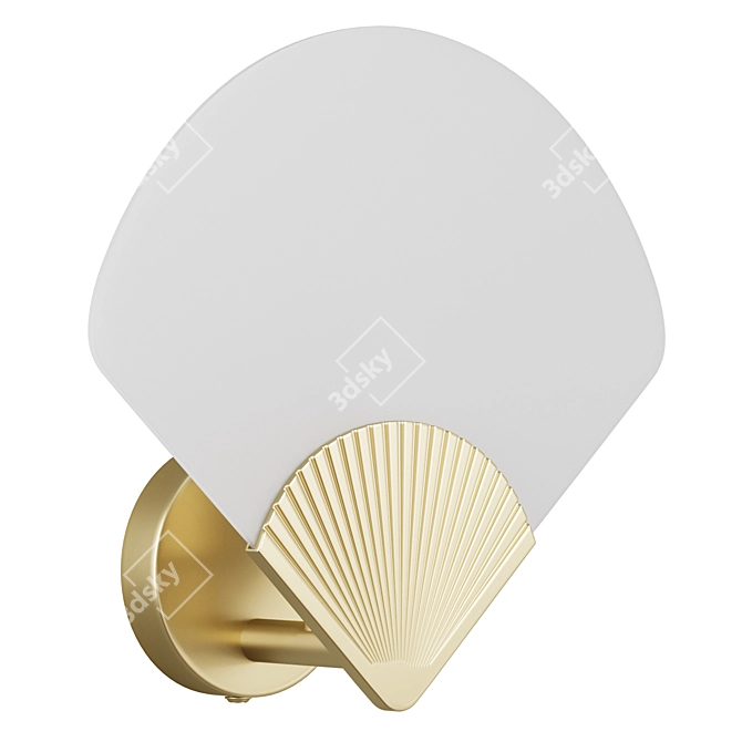 Brass & Opaline Wall Sconce 3D model image 2