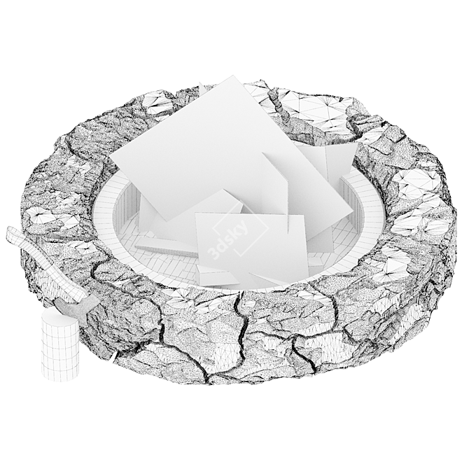 Stone Fire Bowl Set, Adjustable Lighting 3D model image 3