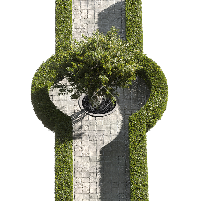 Elegant Town Square Landscape Design 3D model image 3