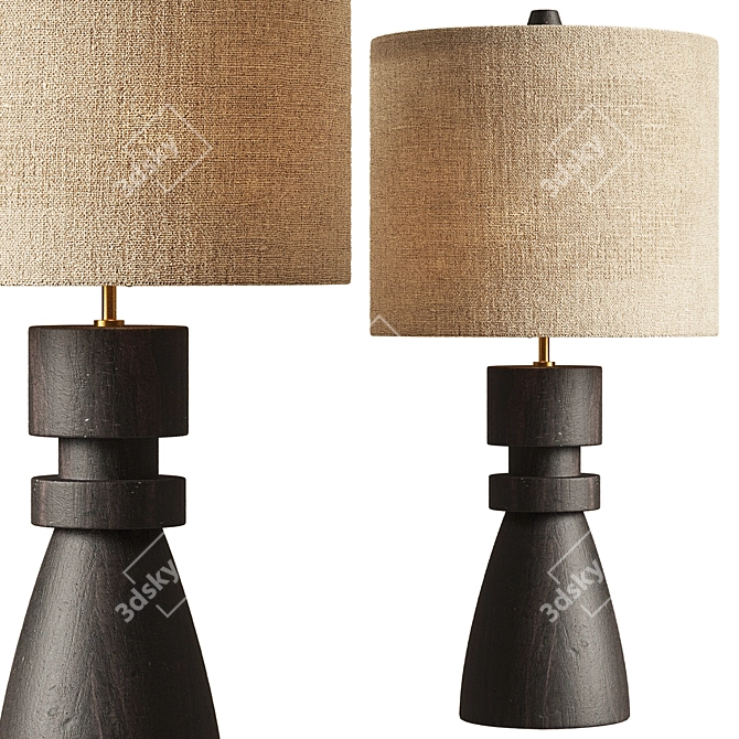 Sculptural Mezquite Wood Table Lamp 3D model image 1