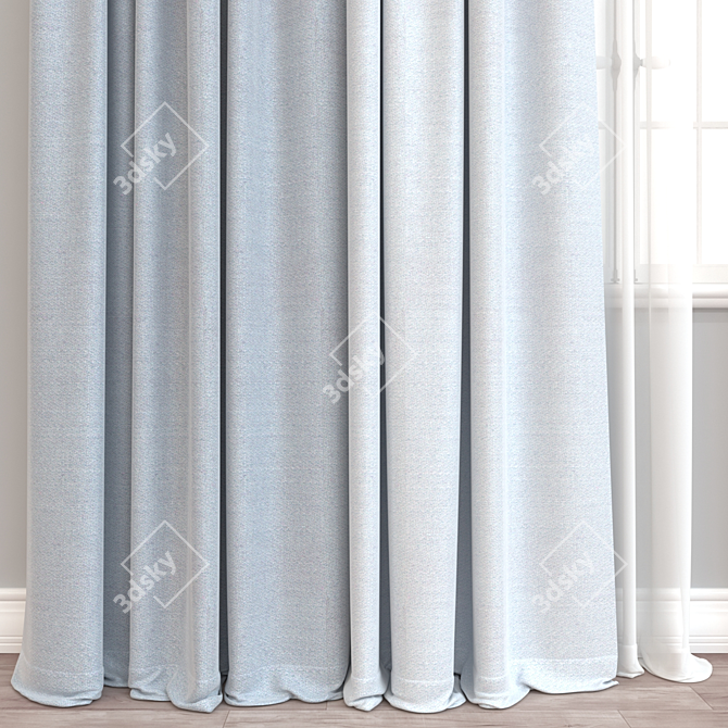 Modern Curtains 3D Model Set 3D model image 2