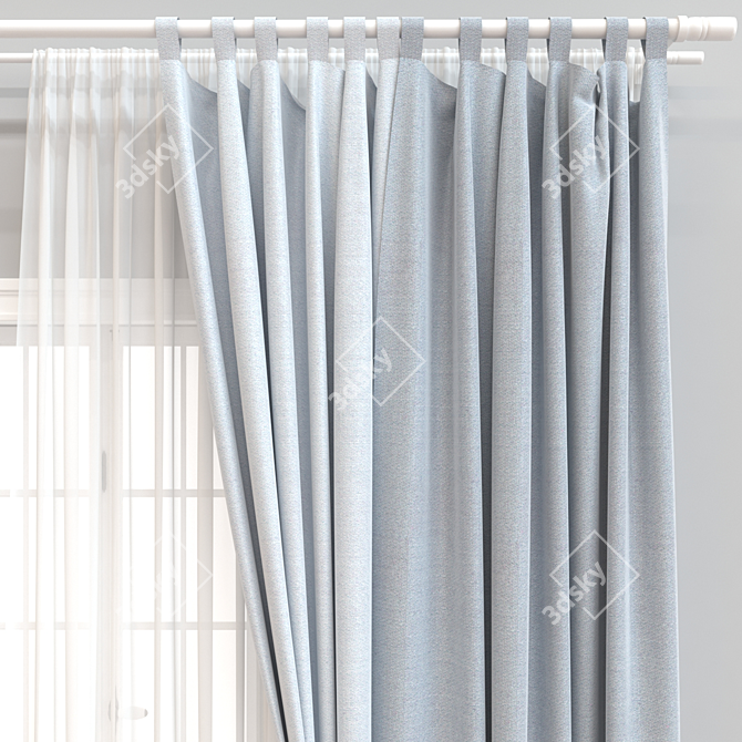 Modern Curtains 3D Model Set 3D model image 3