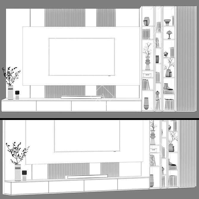 Modern Minimalist TV Wall Unit 3D model image 3