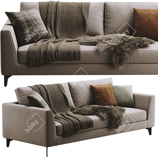 Modern Meridiani Louis Up Sofa 3D model image 1