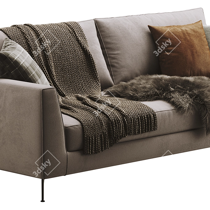 Modern Meridiani Louis Up Sofa 3D model image 2