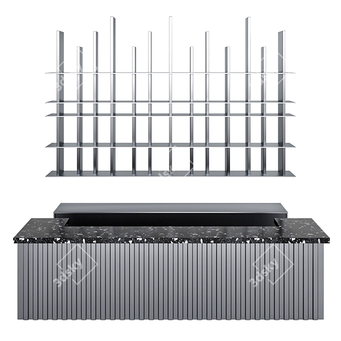 Minimalist Metal Bar Counter 3D model image 2