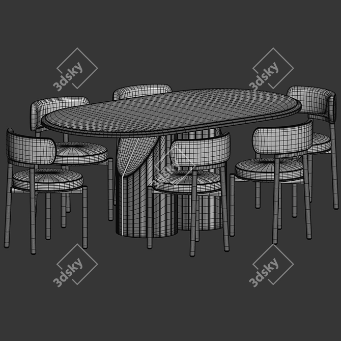 Elegant Dining Set with Chairs 3D model image 5