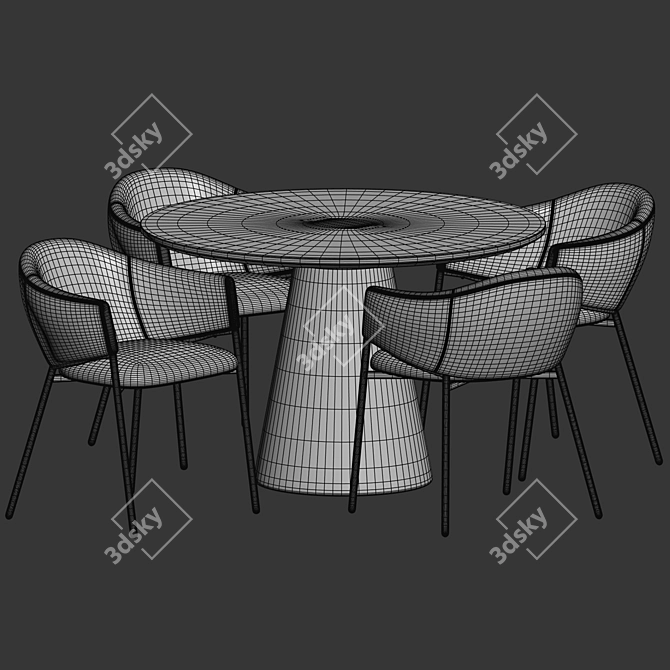 Scandi Dining Set with Eliza Chair 3D model image 5