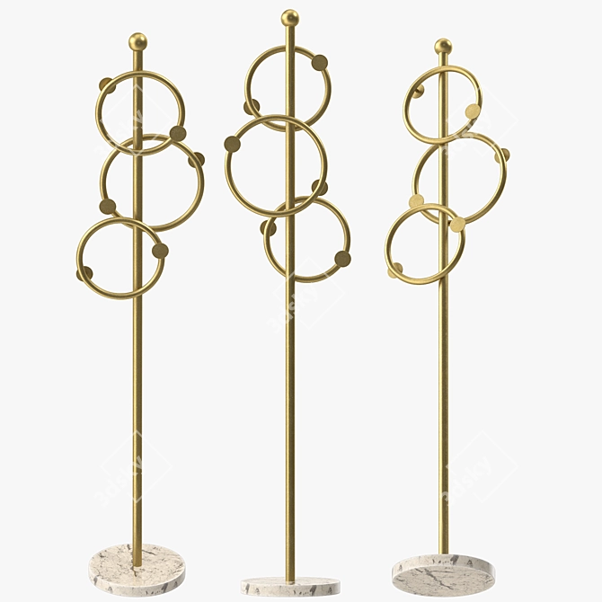 Elegant Wrought Iron Coat Rack 3D model image 3