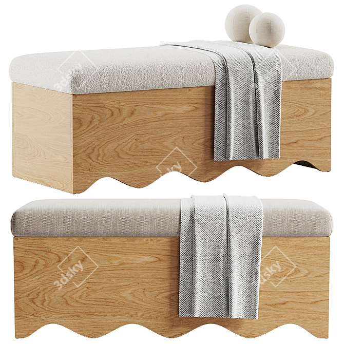 Modern Storage Bench Seat in Millimeters 3D model image 1