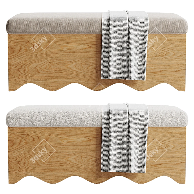 Modern Storage Bench Seat in Millimeters 3D model image 3