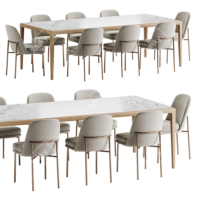 Modern Dining Set with Chair 3D model image 1