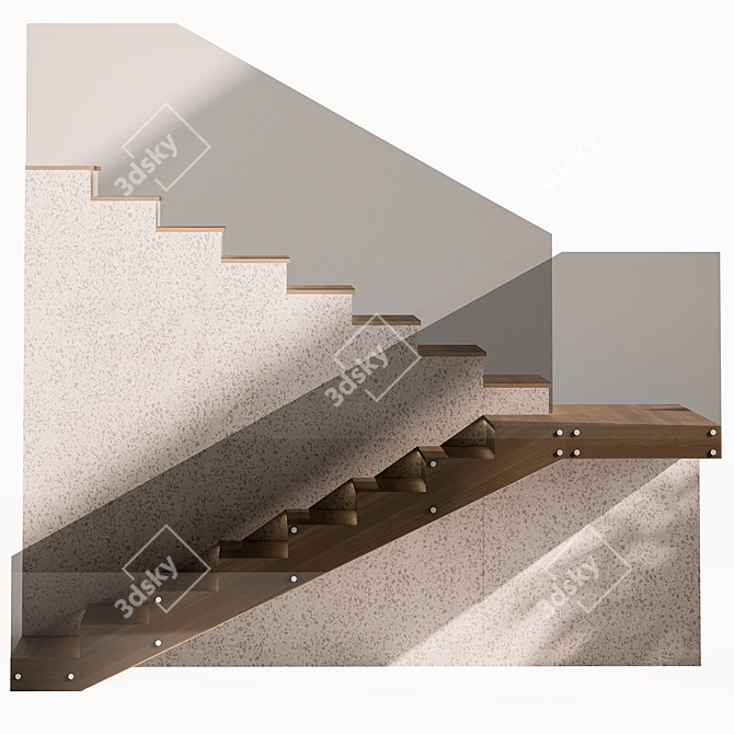 Contemporary Glass Staircase Railing 3D model image 4