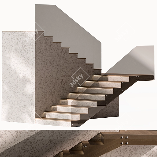 Contemporary Glass Staircase Railing 3D model image 5