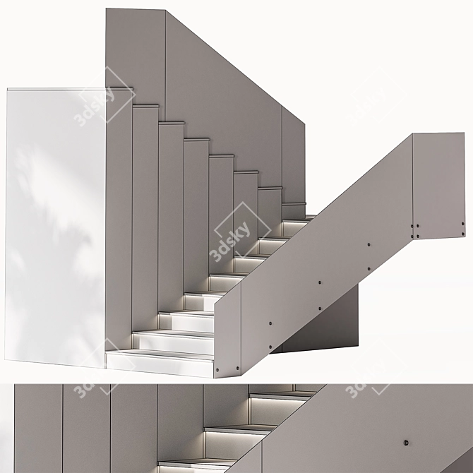 Contemporary Glass Staircase Railing 3D model image 6