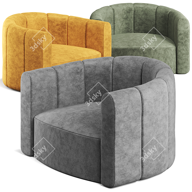 Luxury Velvet Swivel Accent Chair 3D model image 1