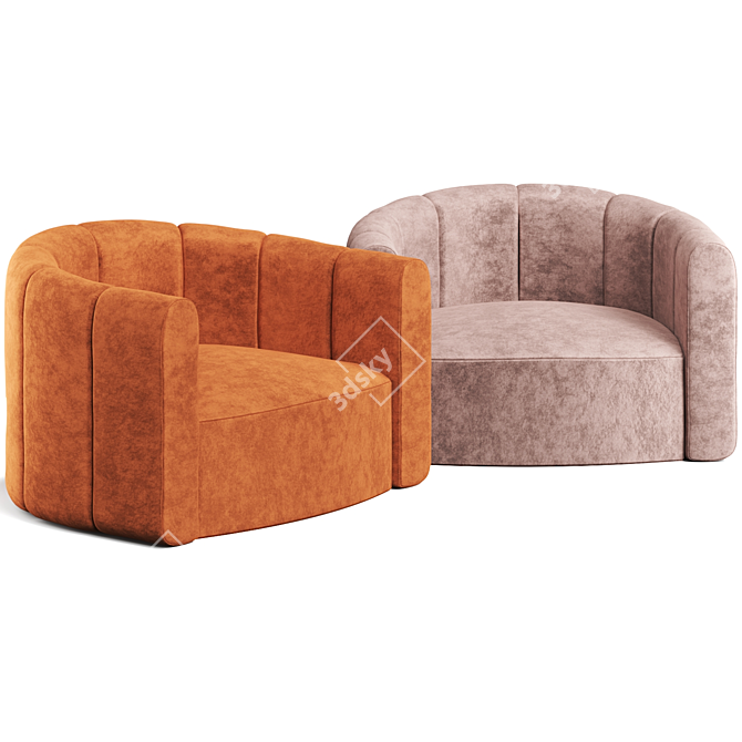 Luxury Velvet Swivel Accent Chair 3D model image 2