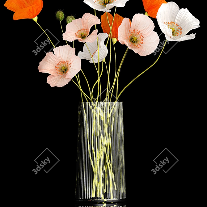 Modern Field Flower Bouquet Set 3D model image 4