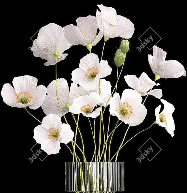 Icelandic Poppy Field Bouquet 3D model image 5