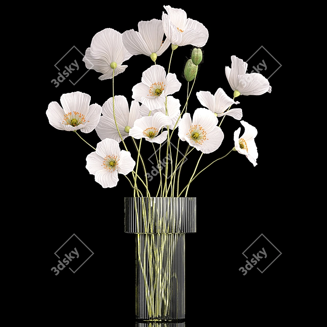 Icelandic Poppy Field Bouquet 3D model image 6