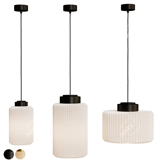 Modern Black Pendant Light Fixture 3D model image 2